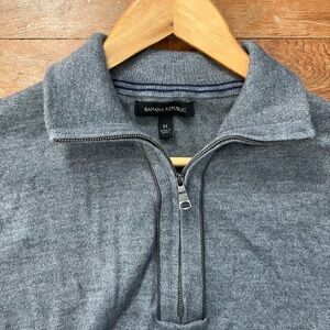 Banana Republic Men's Merino Wool Quarter Zip-Up Sweater in Gray